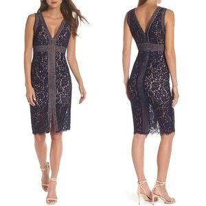 NWT Bardot Navy Morgan Lace Sheath Cocktail Dress